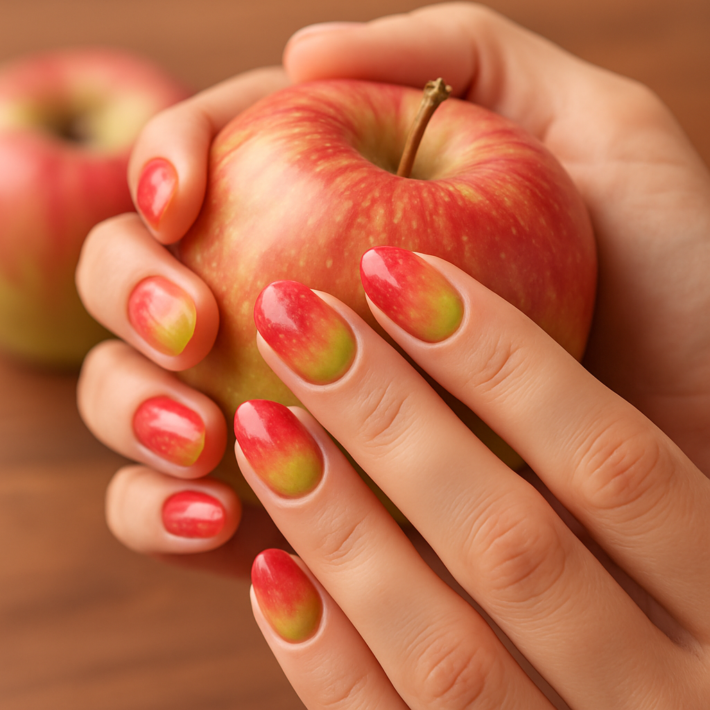 Apfel-Nägel aus Korea Nageltrend 2025