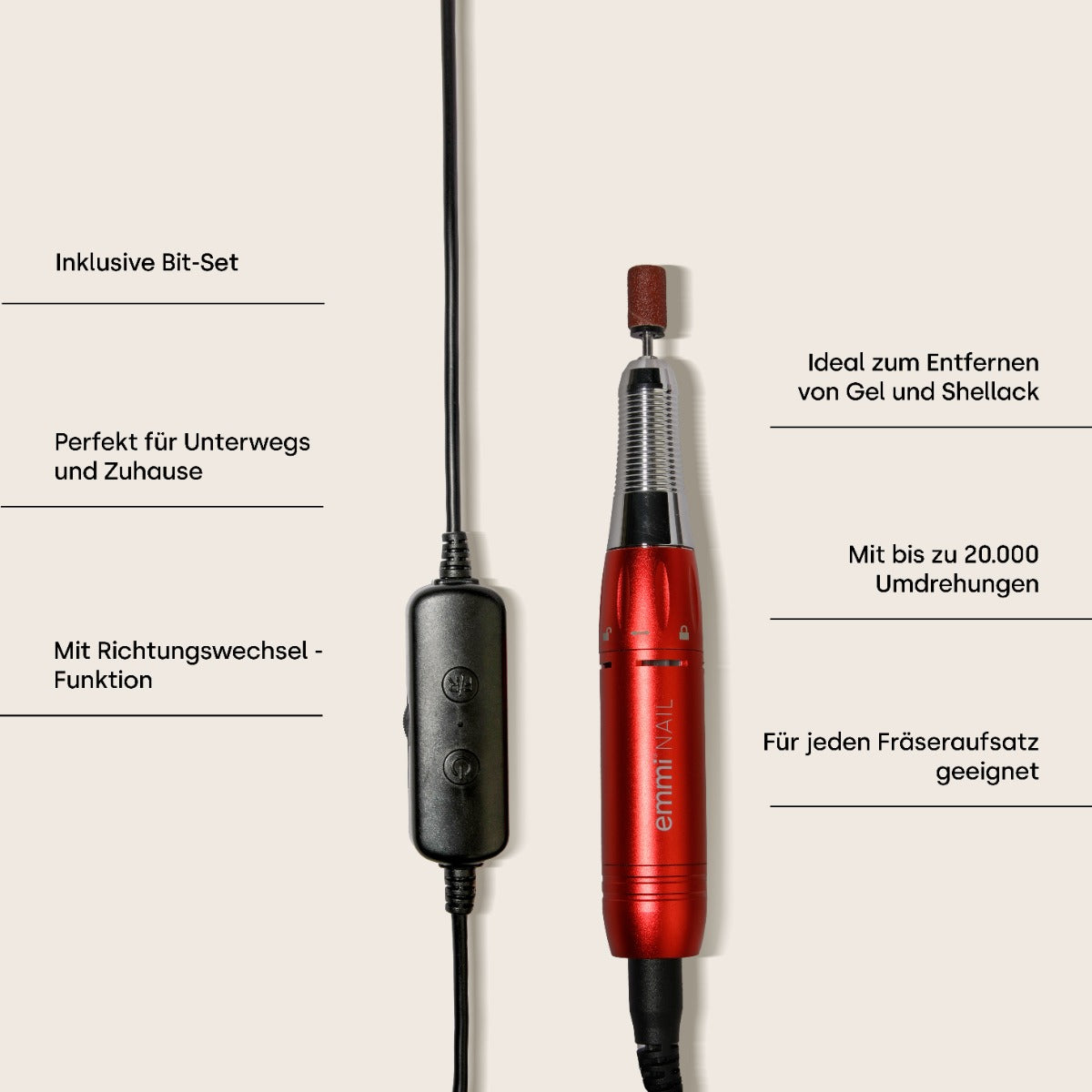 Emmi-Nail USB drill including bit set