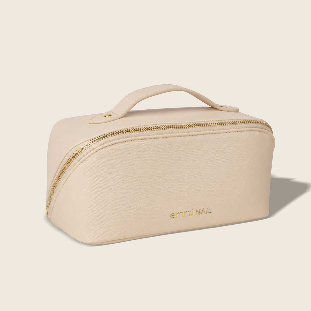 Emmi-Nail Beauty Bag Beige mit goldenem Logo