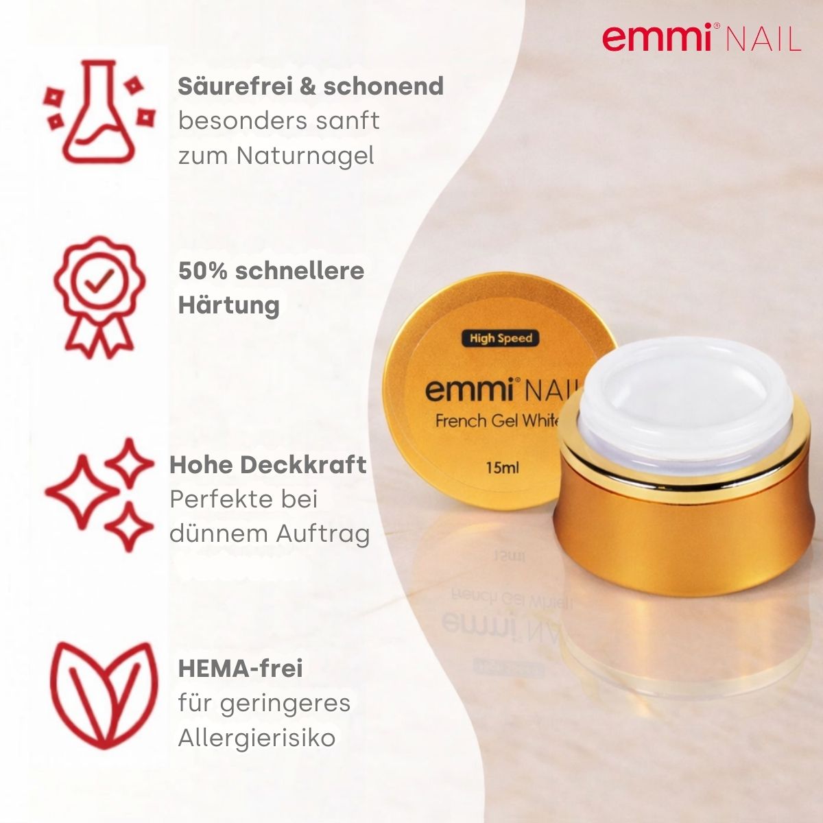 Gel French haute vitesse blanc 15 ml