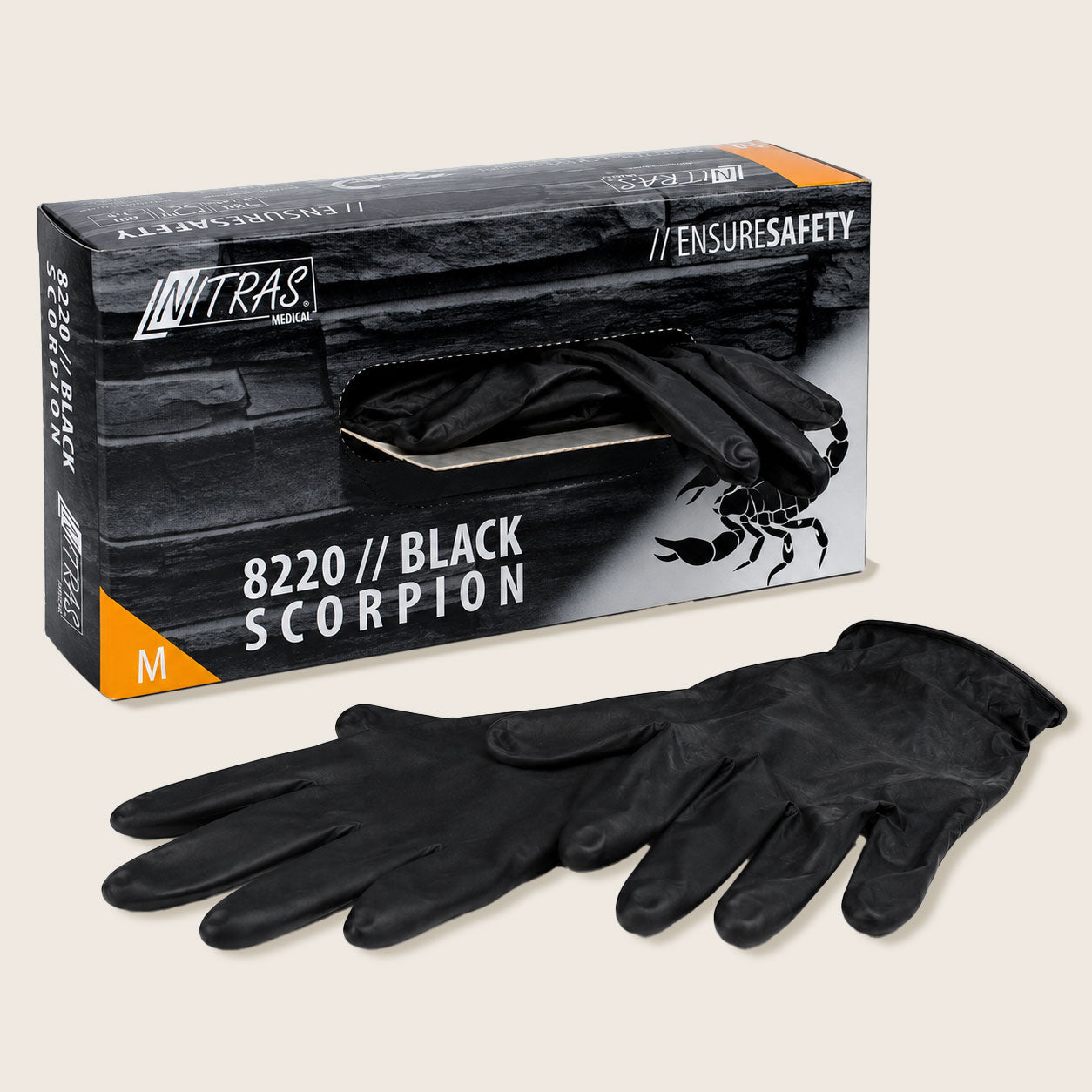 Gants en latex, sans poudre, 100 pièces, noir, taille M