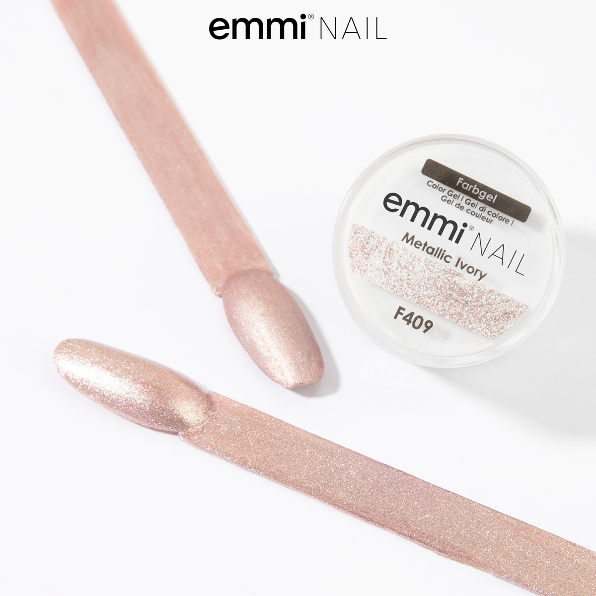 Gel de couleur pour ongles Emmi-Ivoire métallisé -F409-