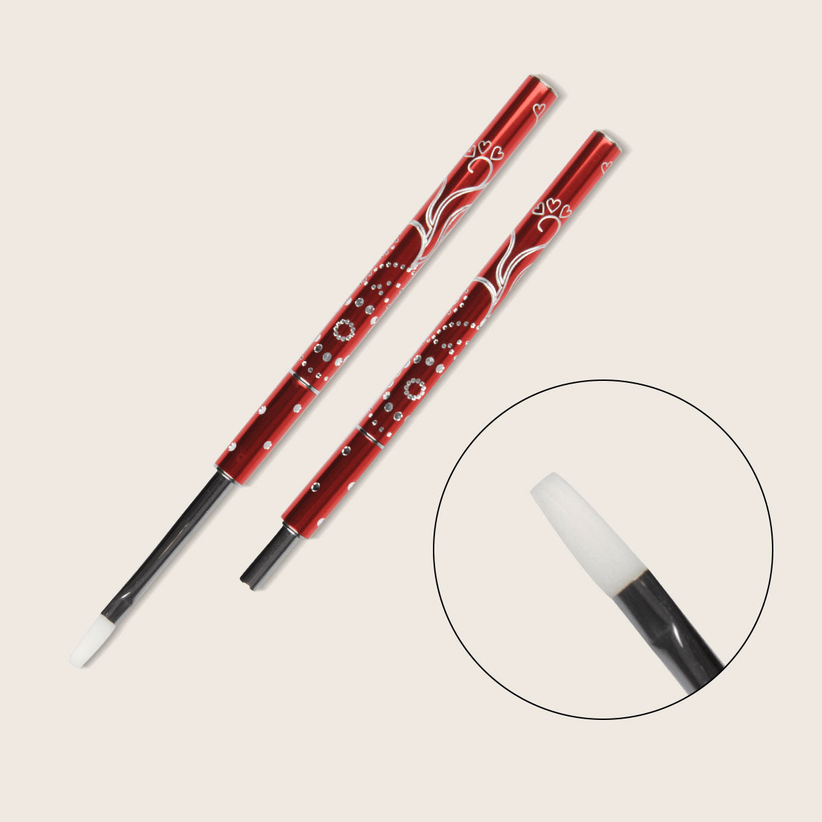 Rhinestone brush red size 4, straight
