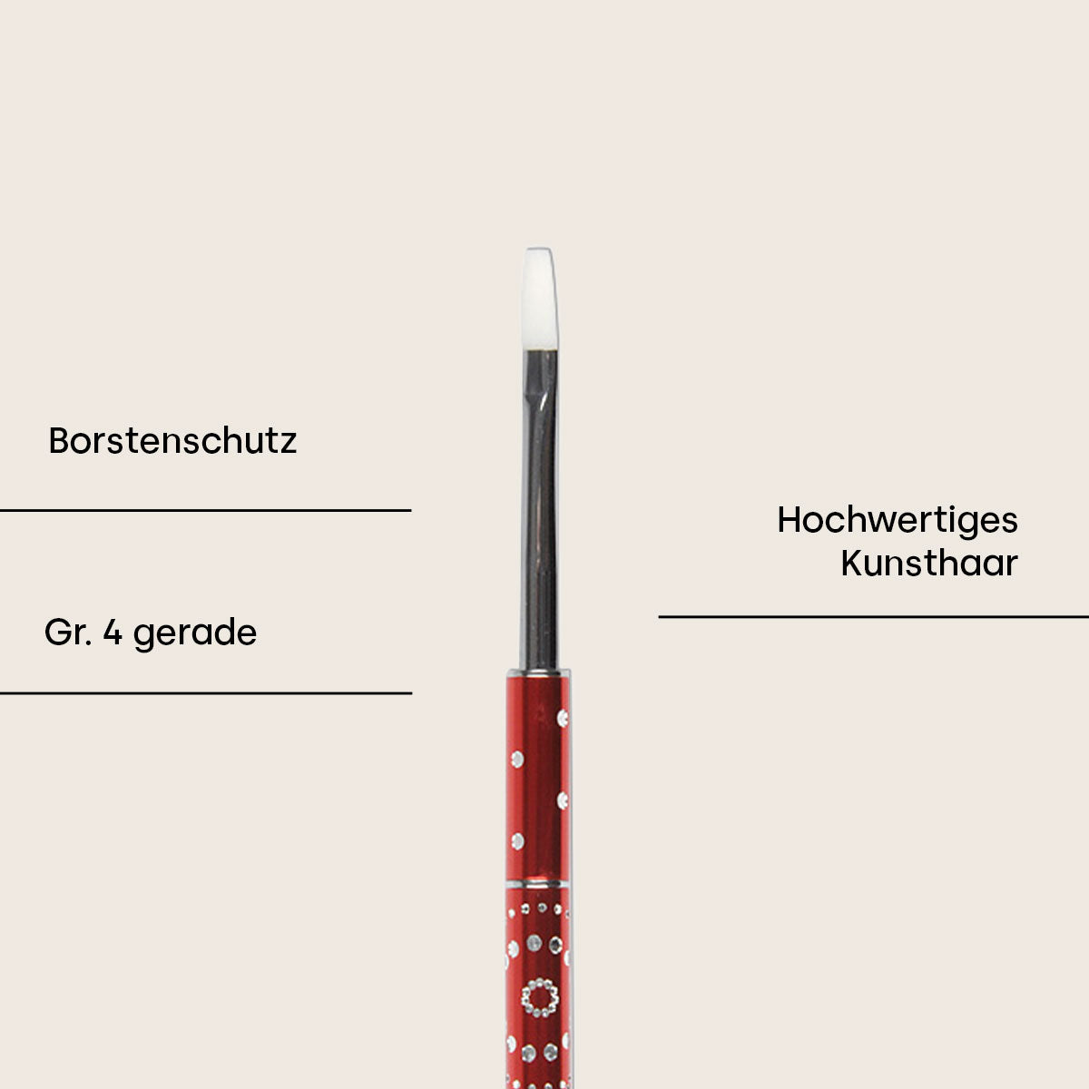 Rhinestone brush red size 4, straight