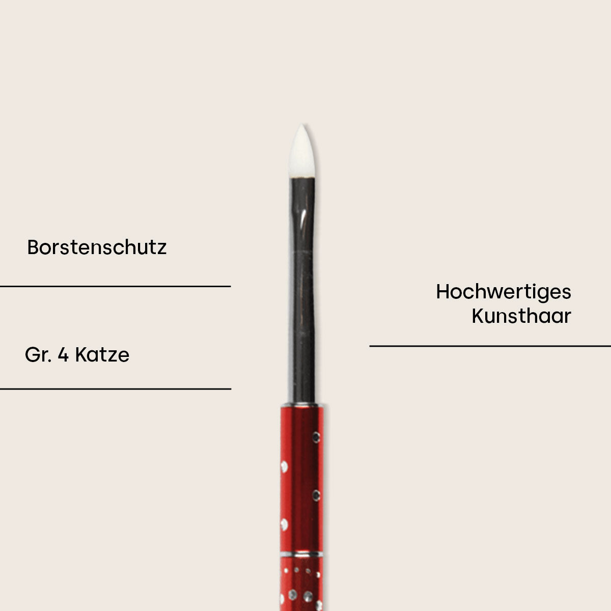 Strasspinsel rot Gr.4, Katzenzunge