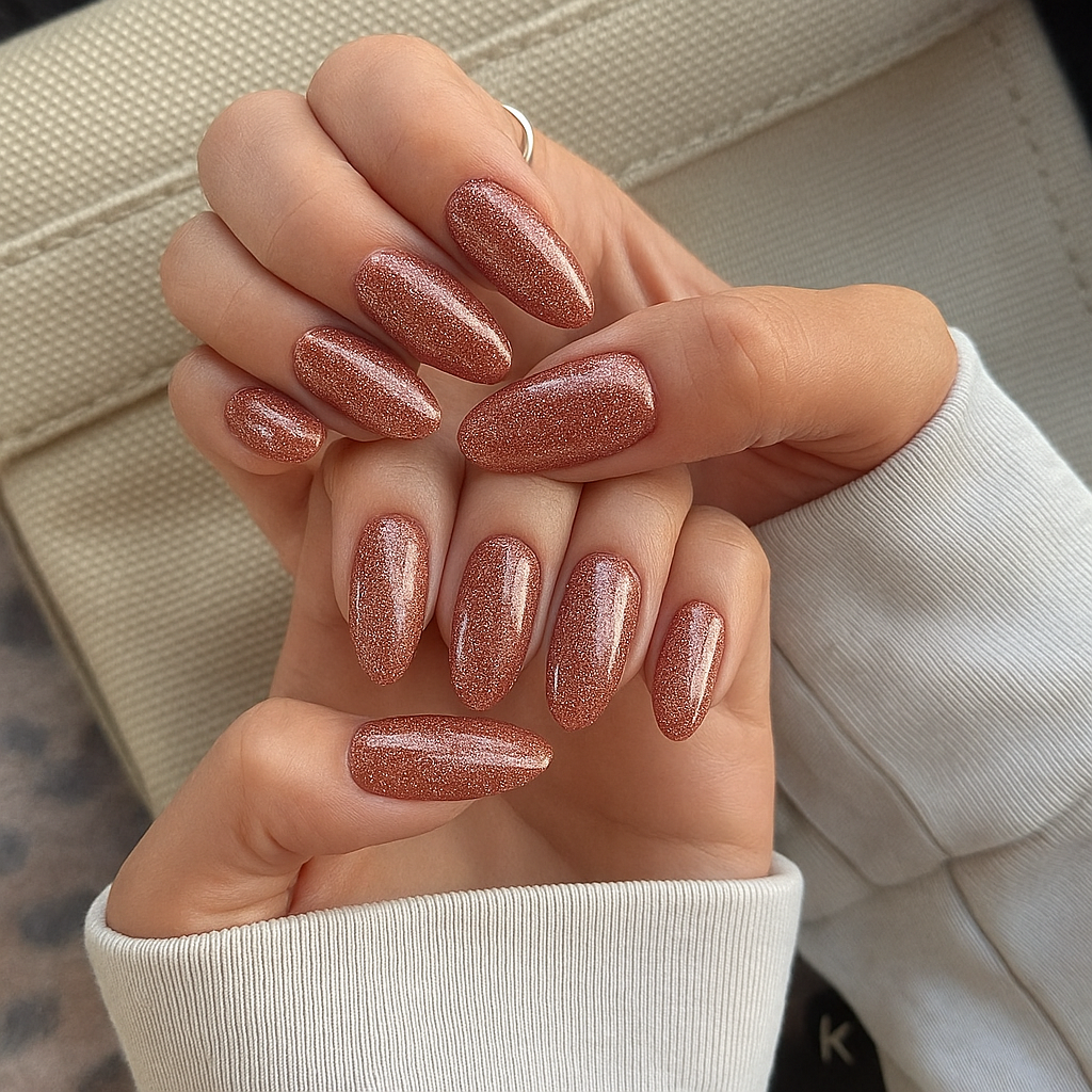 Shellac UV Polish Caramel Glitter 15ml -L114-