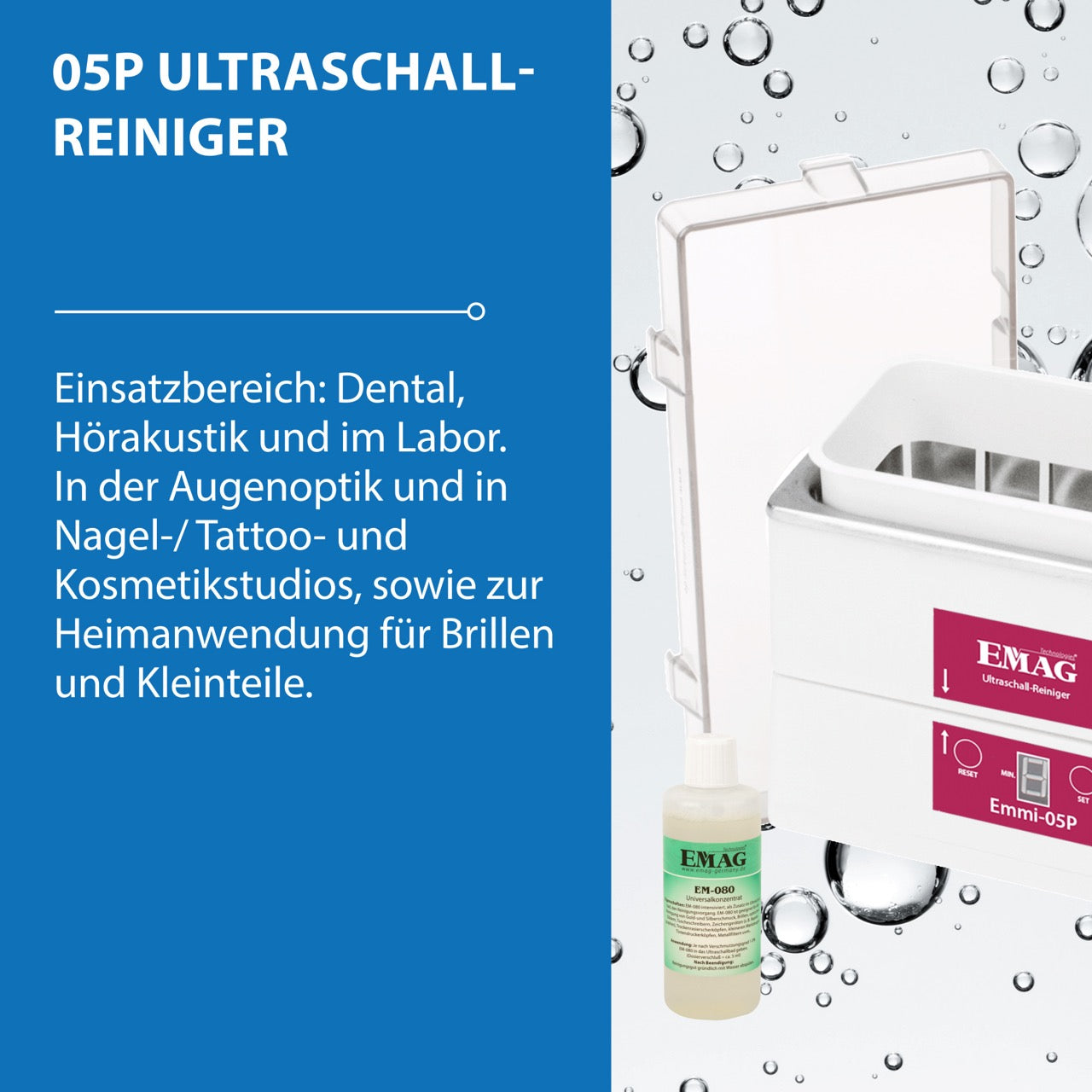 Emmi-05P Ultraschallreiniger mit abnehmbarer Wanne
