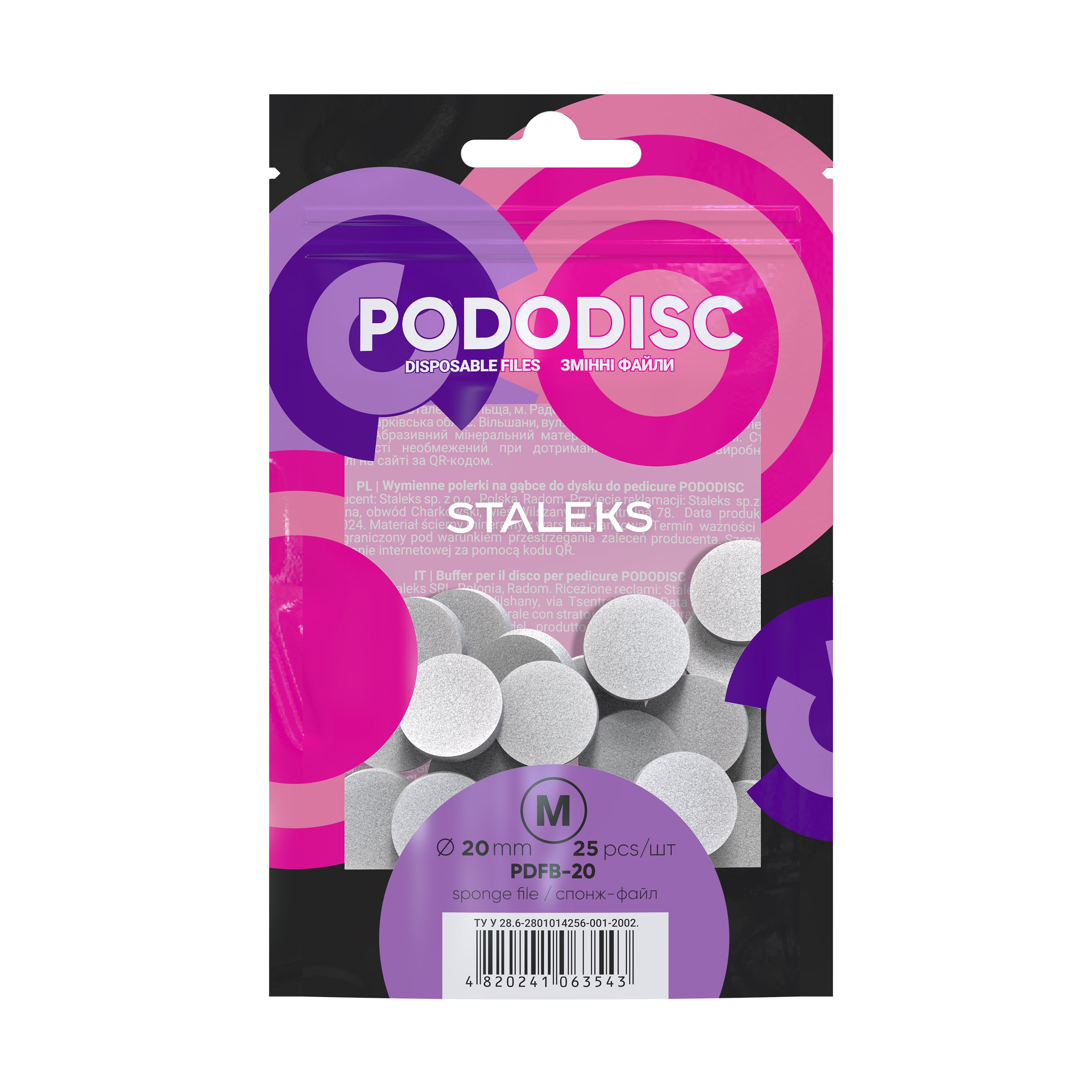 Einweg-Schwammfeile Für Pedikürescheibe PODODISC STALEKS PRO M (25 Stück)