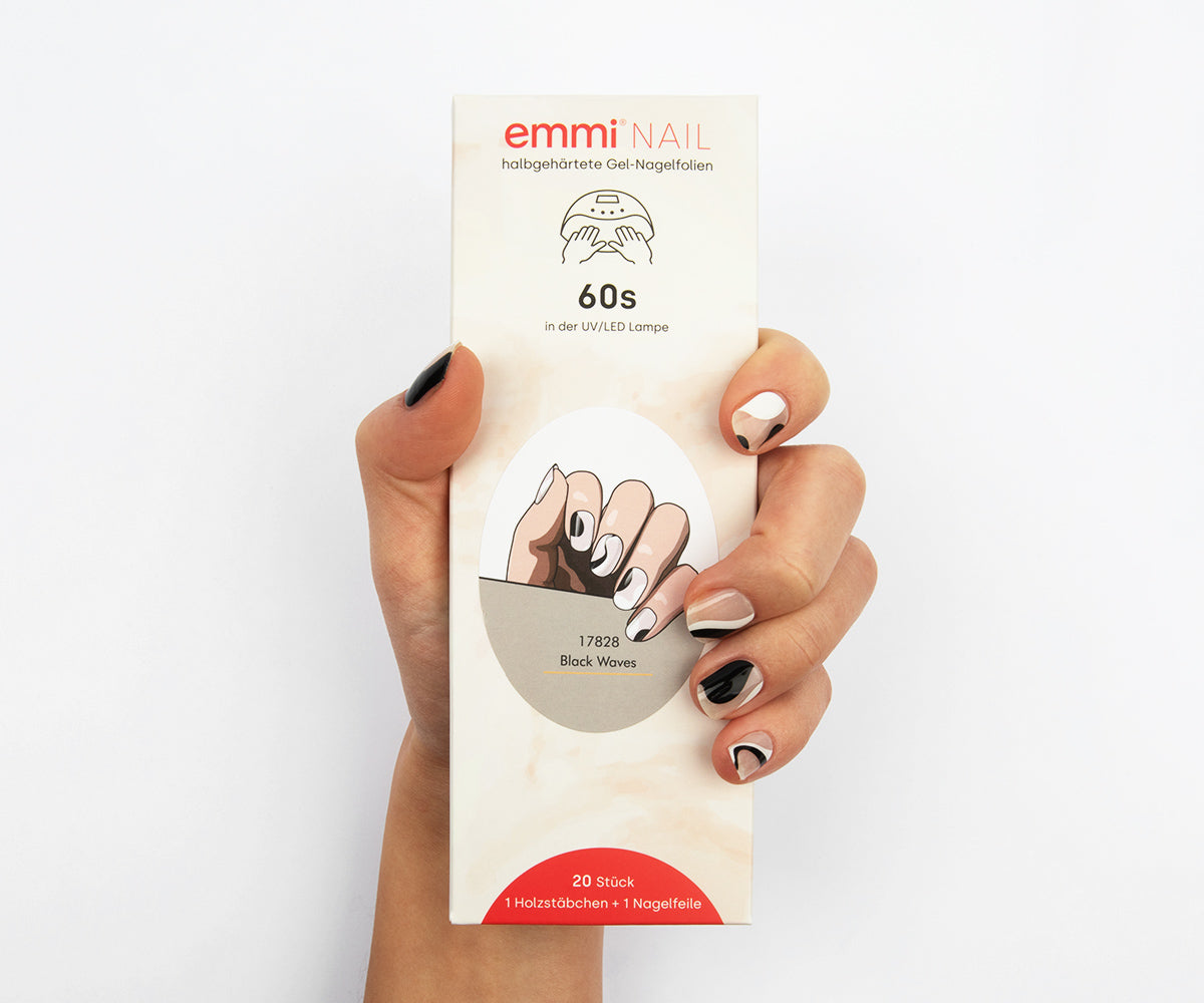 Feuilles à ongles en gel Emmi-Nail Black Waves 20 pièces.