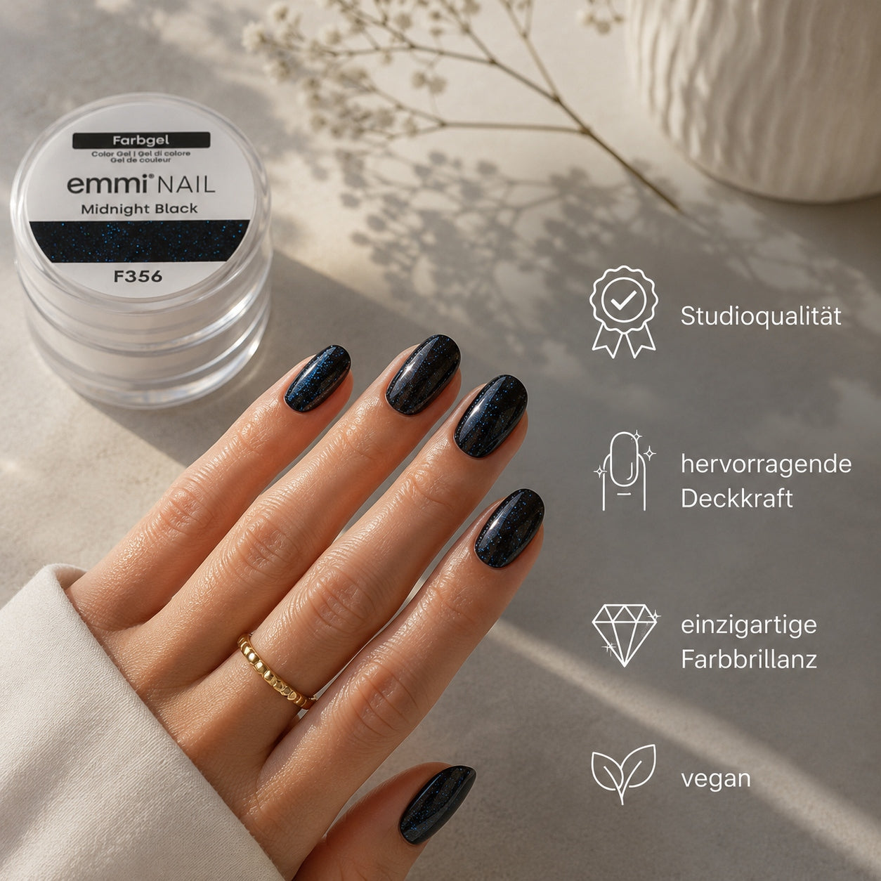 Gel de couleur pour ongles Emmi-Nail Noir nuit 5 ml -F356-