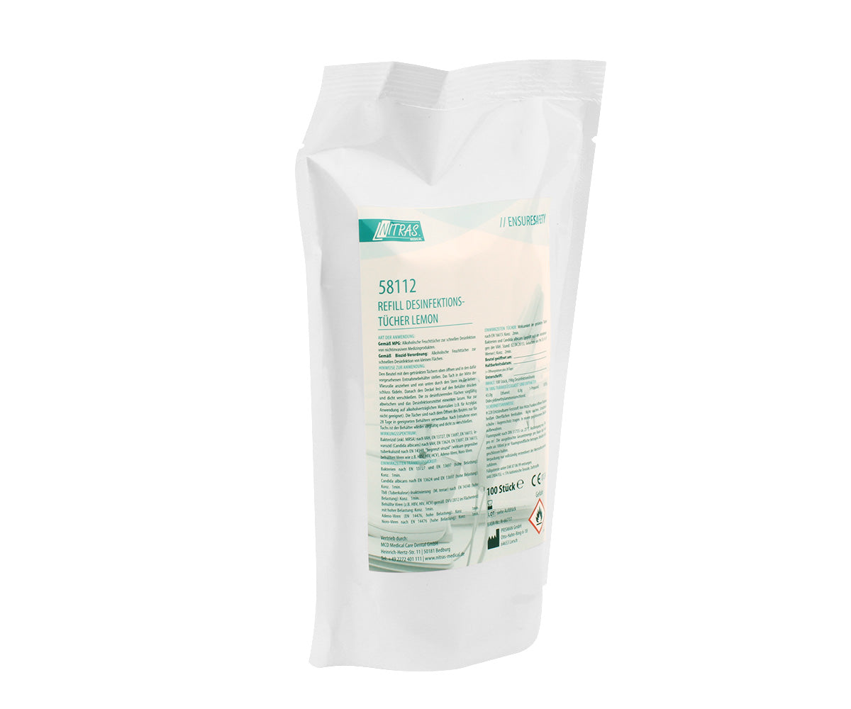 Disinfectant wipes refill pack, 100 sheets