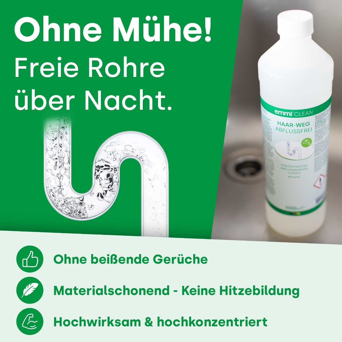 emmi-Clean Haar-Weg Abflussreiniger 1000ml