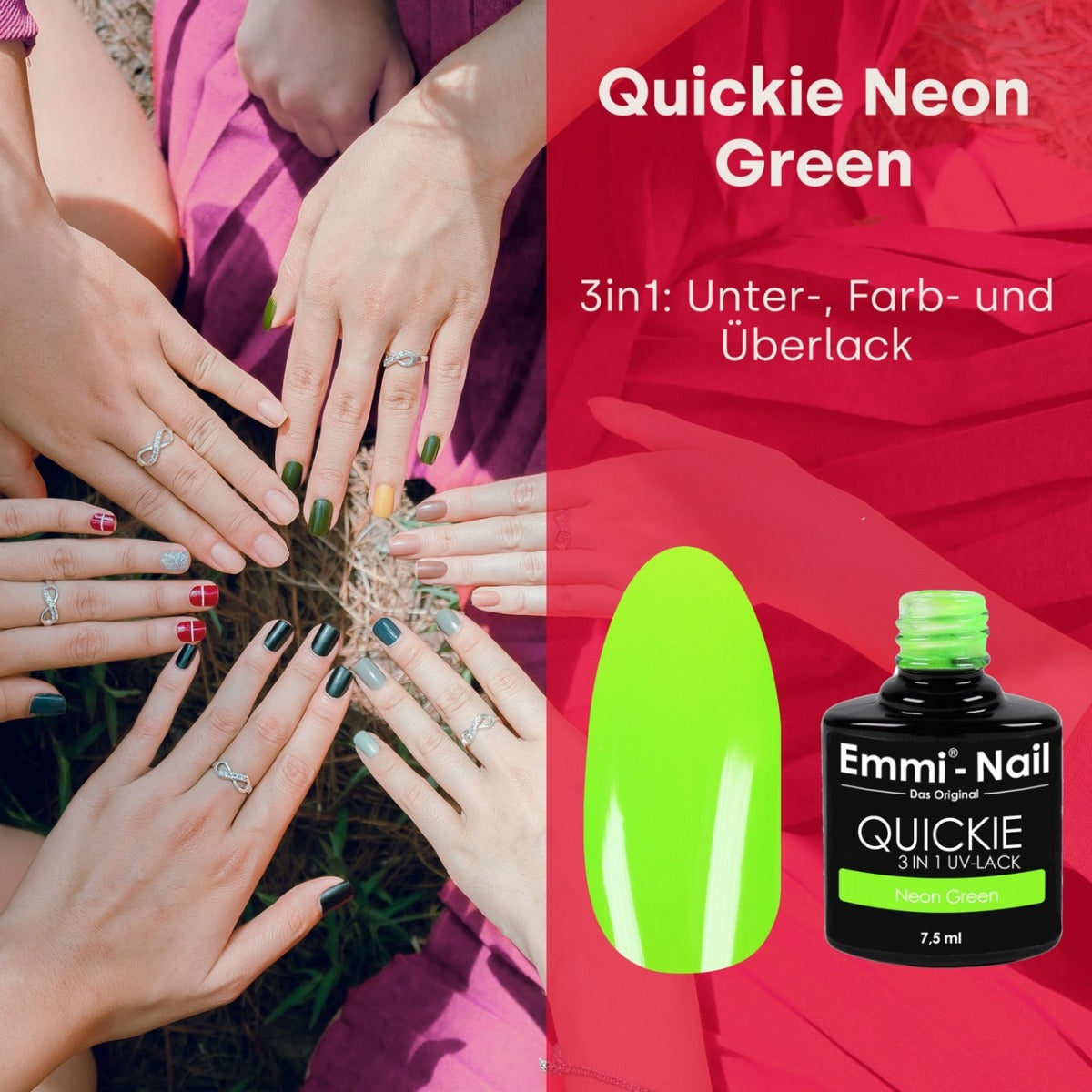 Emmi-Nail Quickie Neon Green 3in1 -L313-