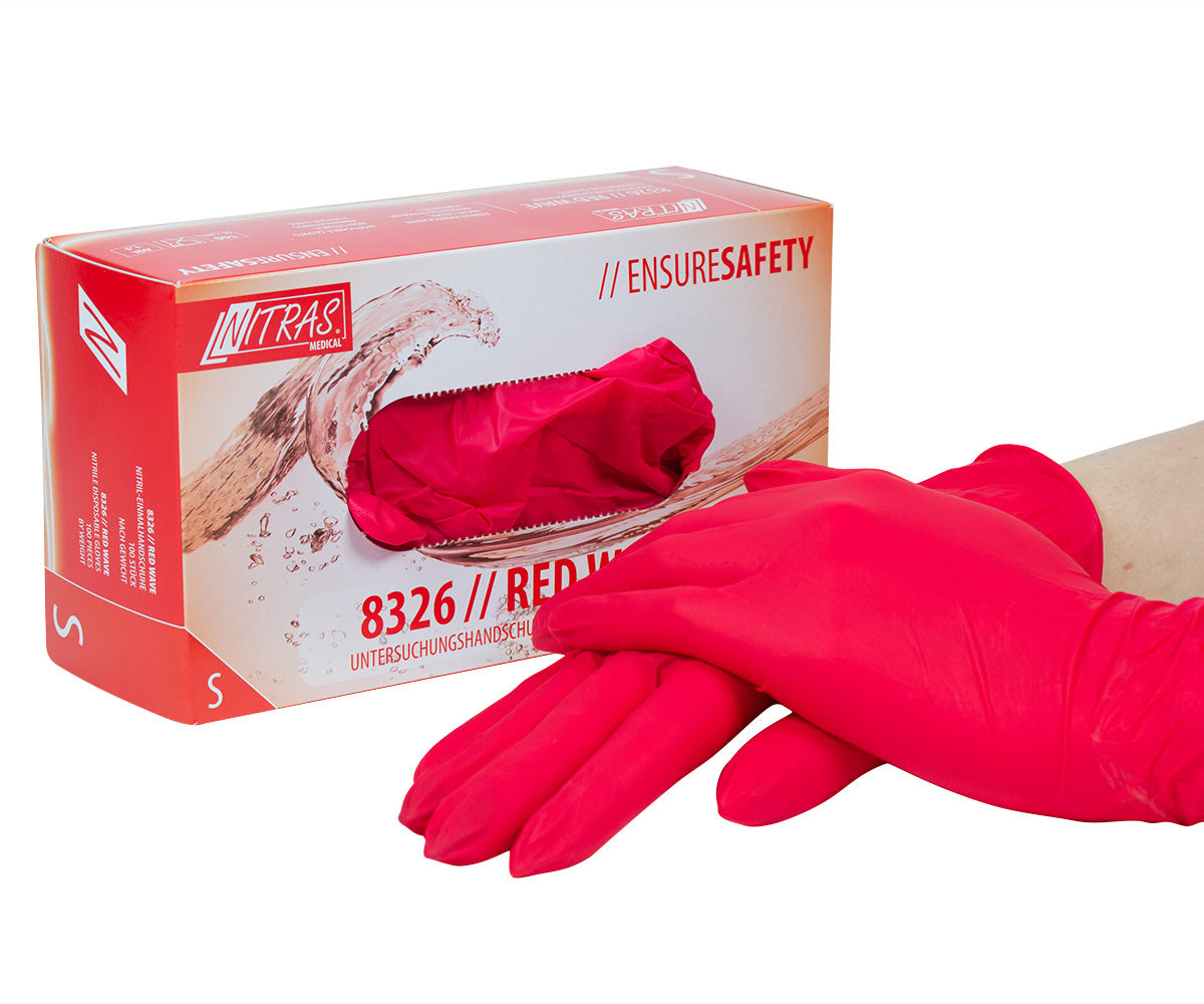 Nitrile gloves powder-free 100 pcs red, size S