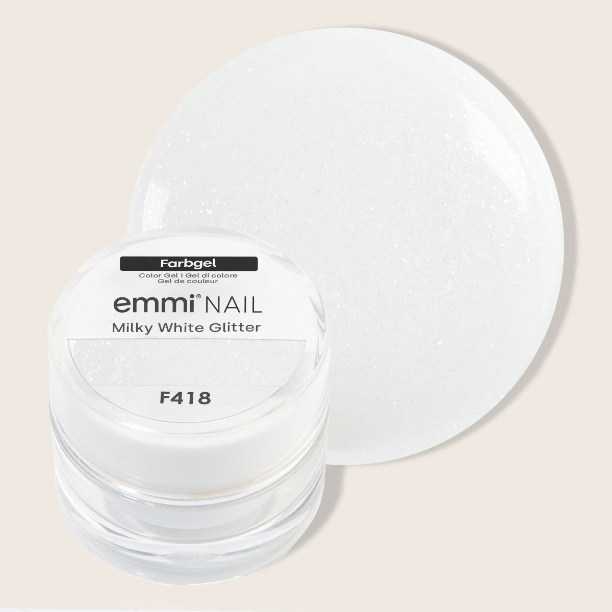 Emmi-Nail Farbgel Milky White Glitter 5ml -F418-