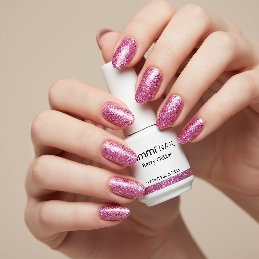 Shellac UV Polish Berry Glitter 15ml -L583-