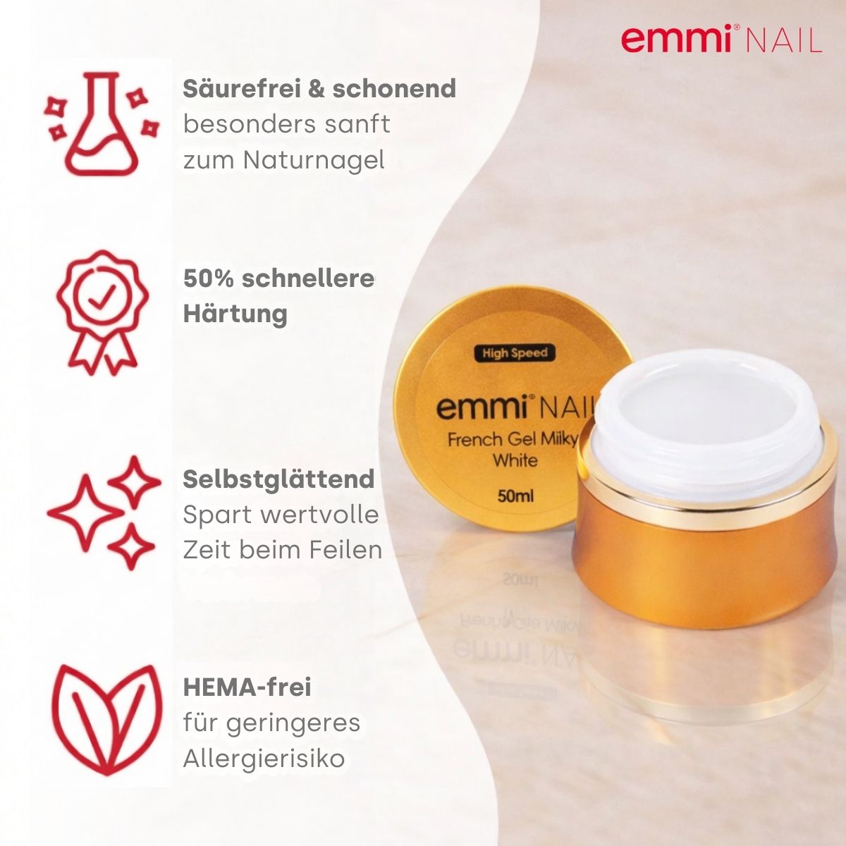 Gel français rapide blanc laiteux