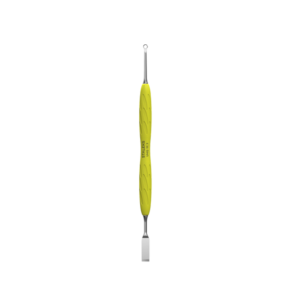 Empujador de cutículas Staleks con mango de silicona amarillo, UNIQ 11 TYPE 2