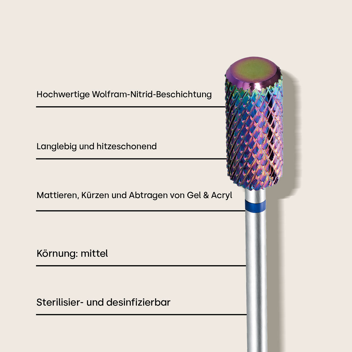 Emmi-Nail Wolfram-Nitrat-Bit Zylinder mittel
