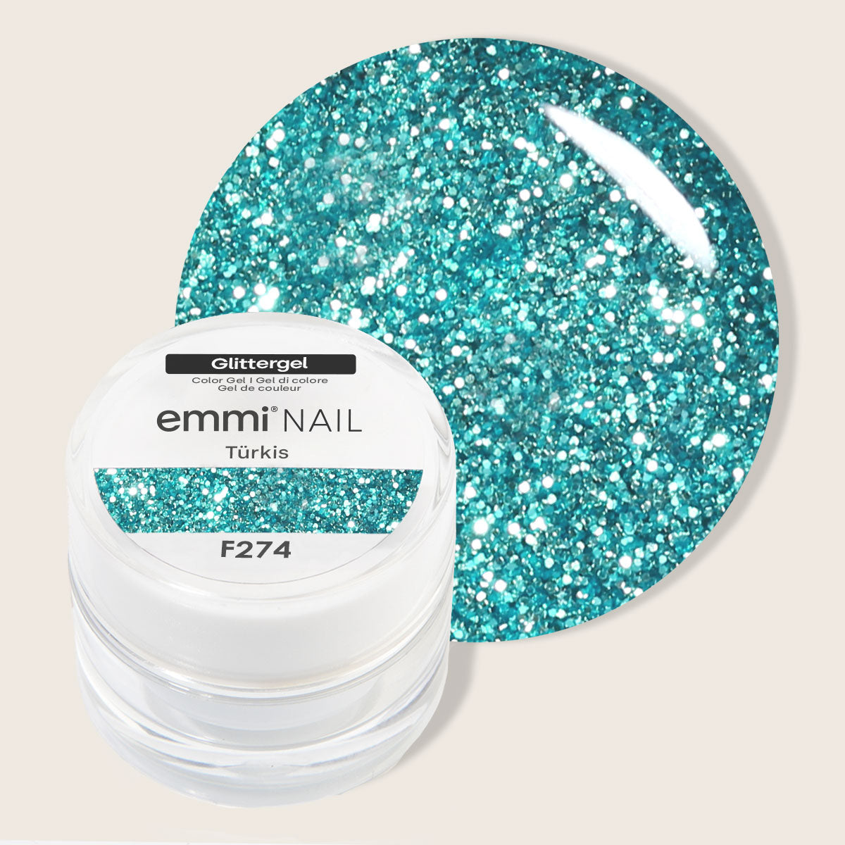 Emmi-Nail Glitter Gel Turquoise 5ml -F274-
