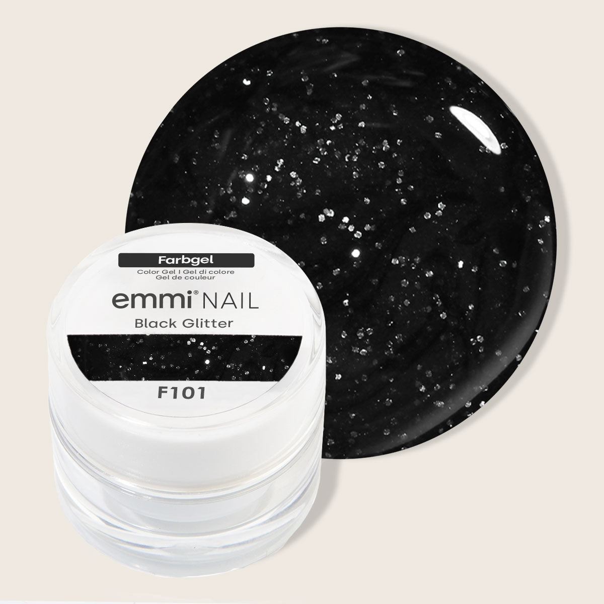 Emmi-Nail Farbgel Black Glitter 5ml -F101-
