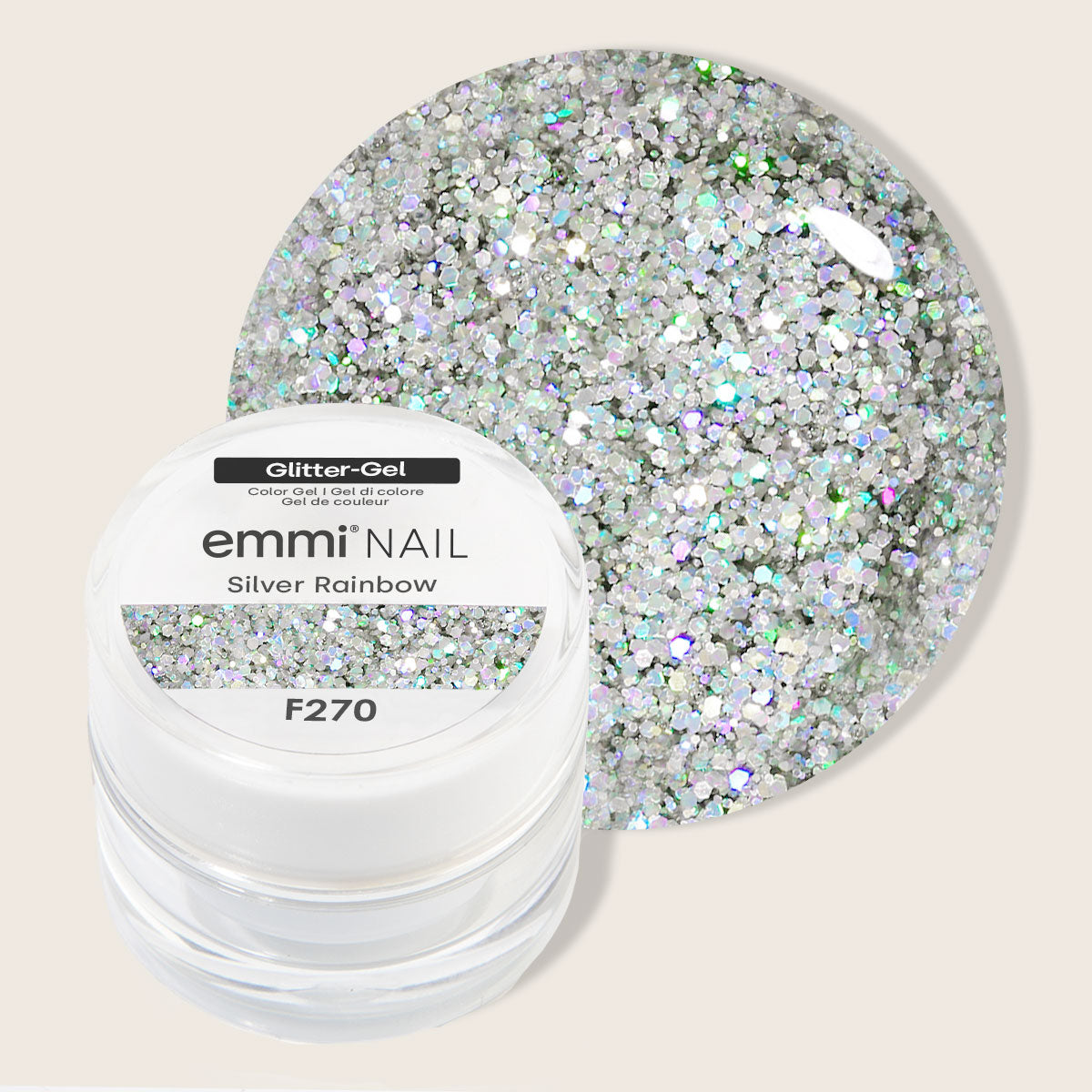 Emmi-Nail Glittergel Silver Rainbow 5ml -F270-
