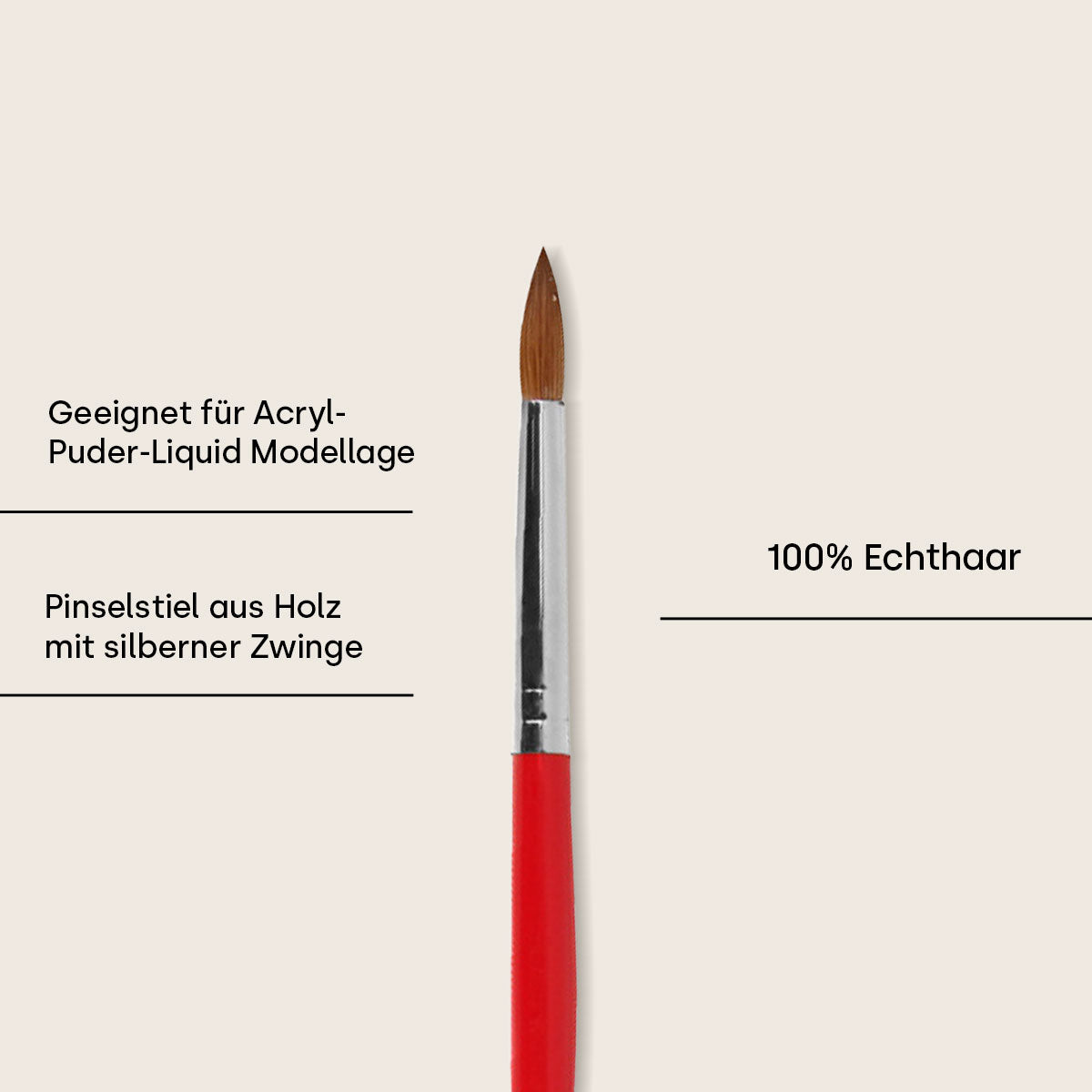 Pinceau acrylique Emmi-Nail taille 6, 100% cheveux naturels