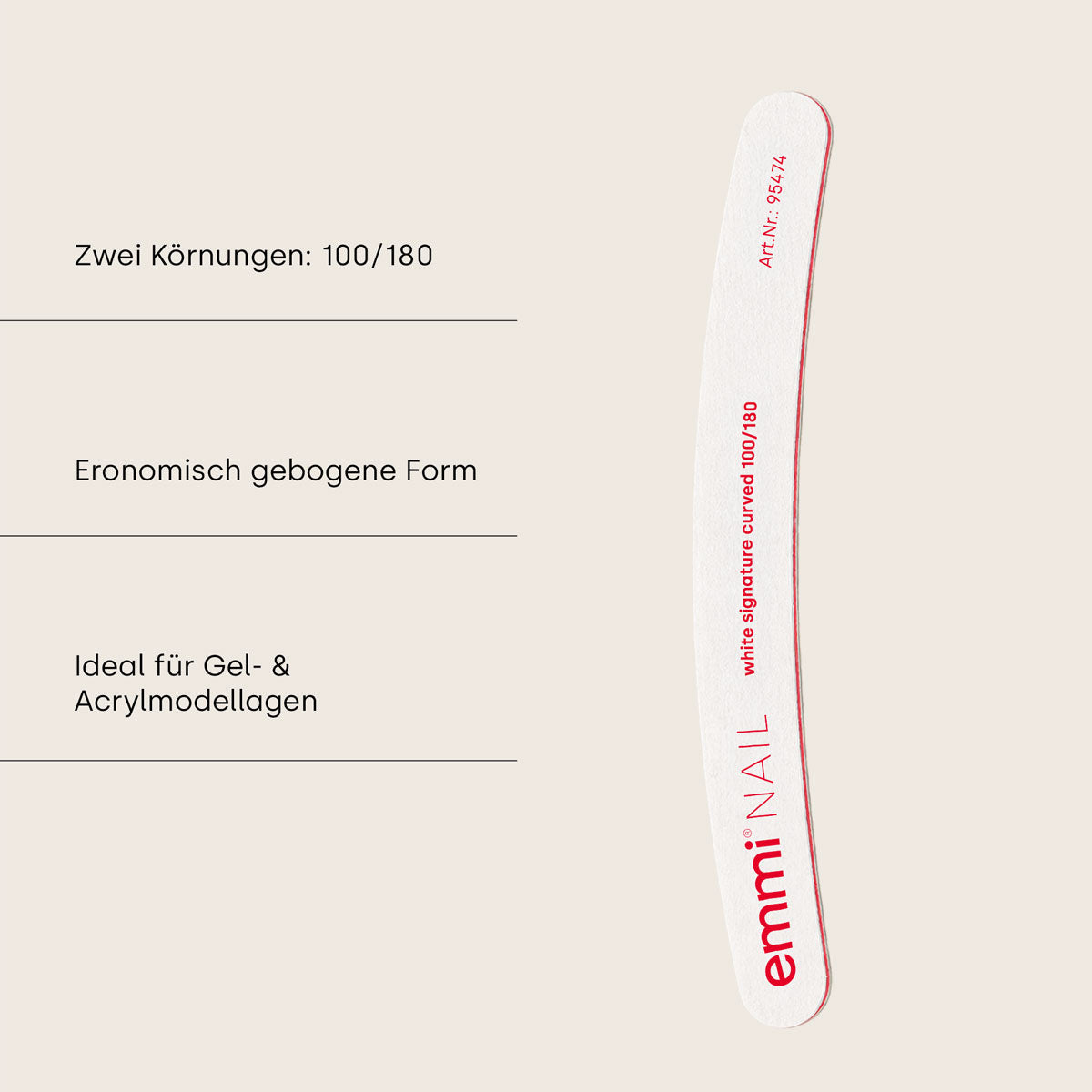 Ergonomicfeile white curved signature 100/180