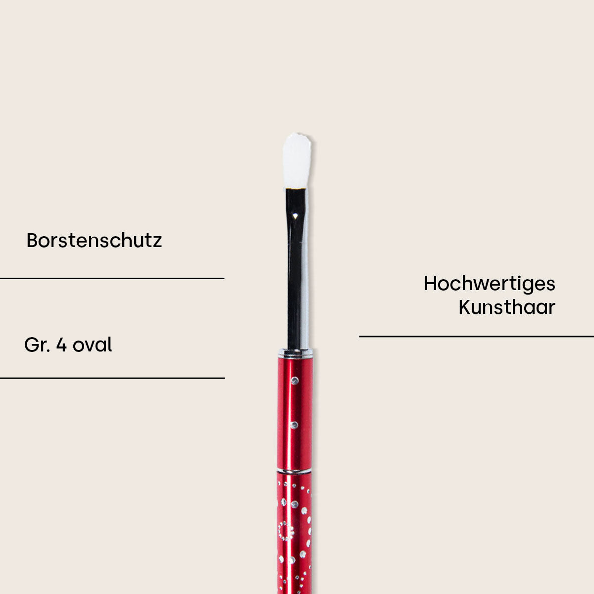 Rhinestone brush red size 4, oval 