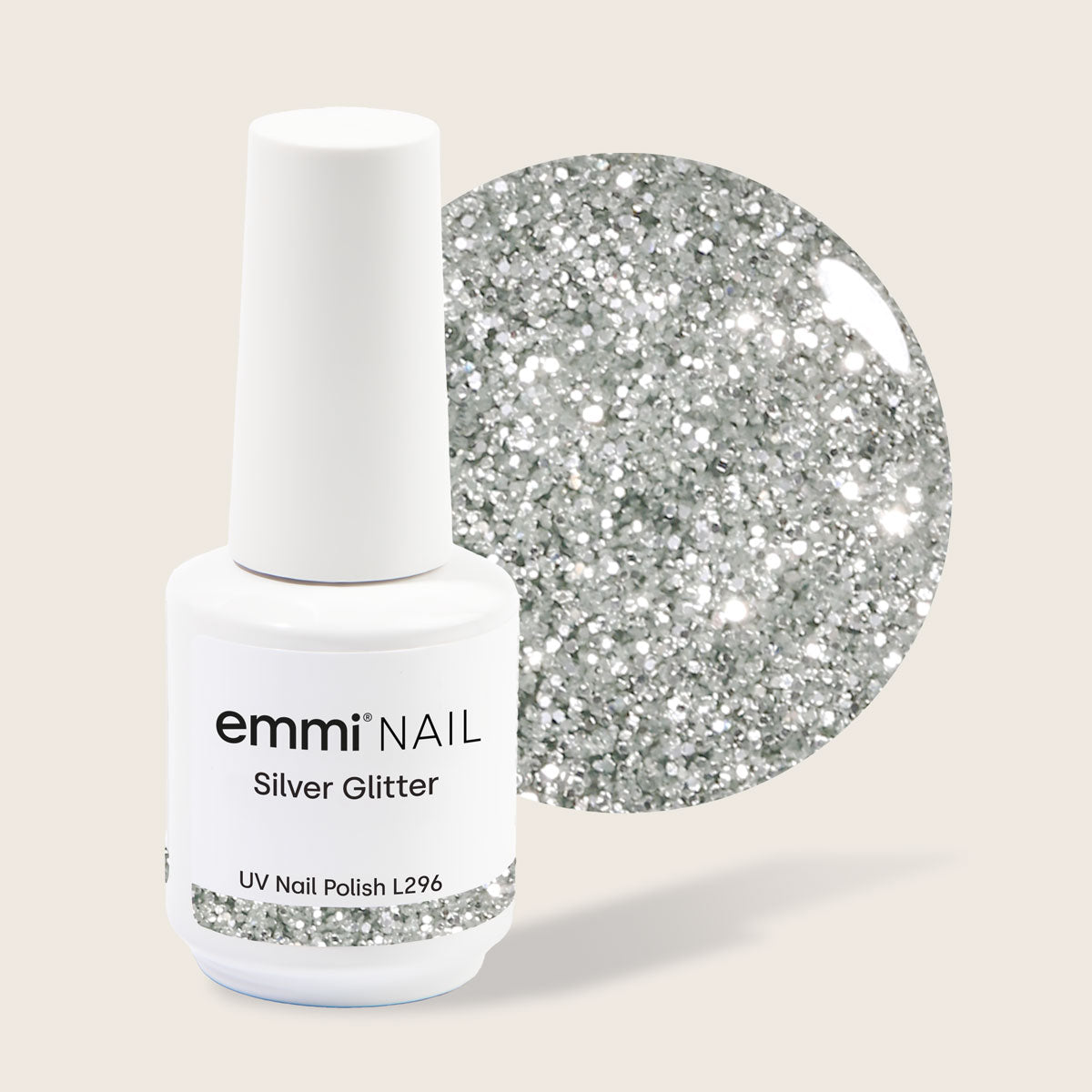 Shellac UV Polish Silver Glitter 15ml -L296- 