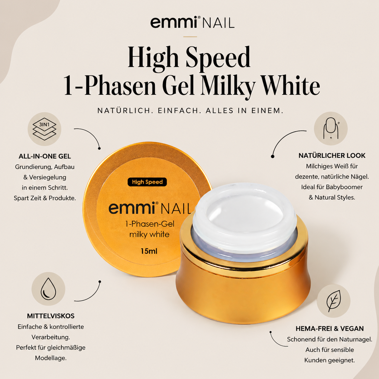 High-speed 1-phase gel Milky White 15ml 