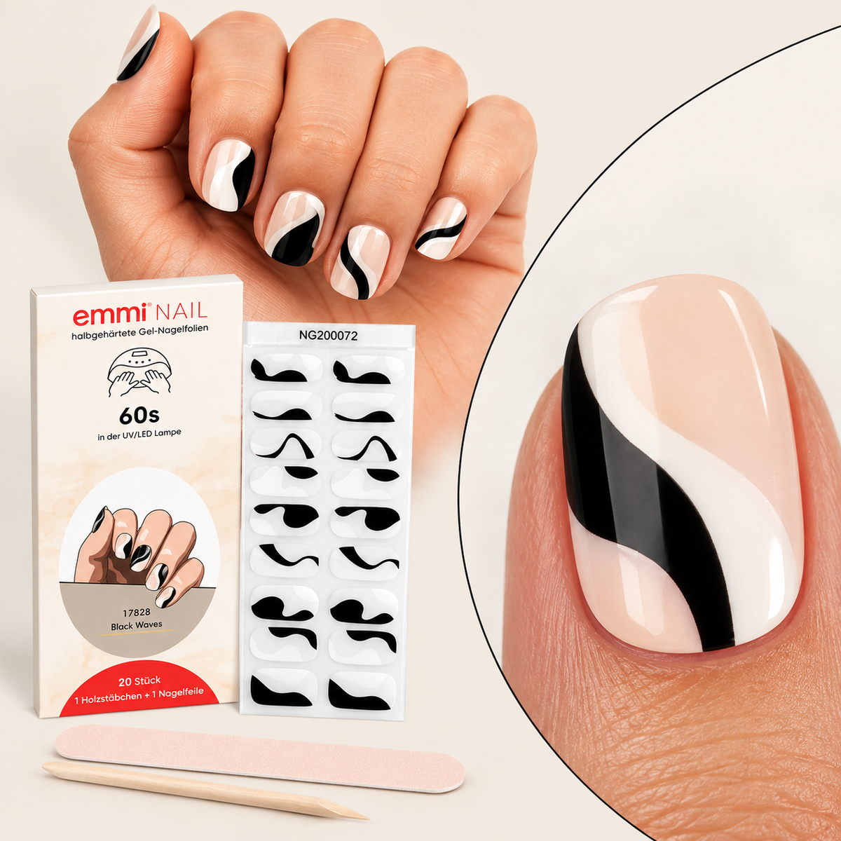 Emmi-Nail Gel Nail Foils Black Waves 20pcs. 