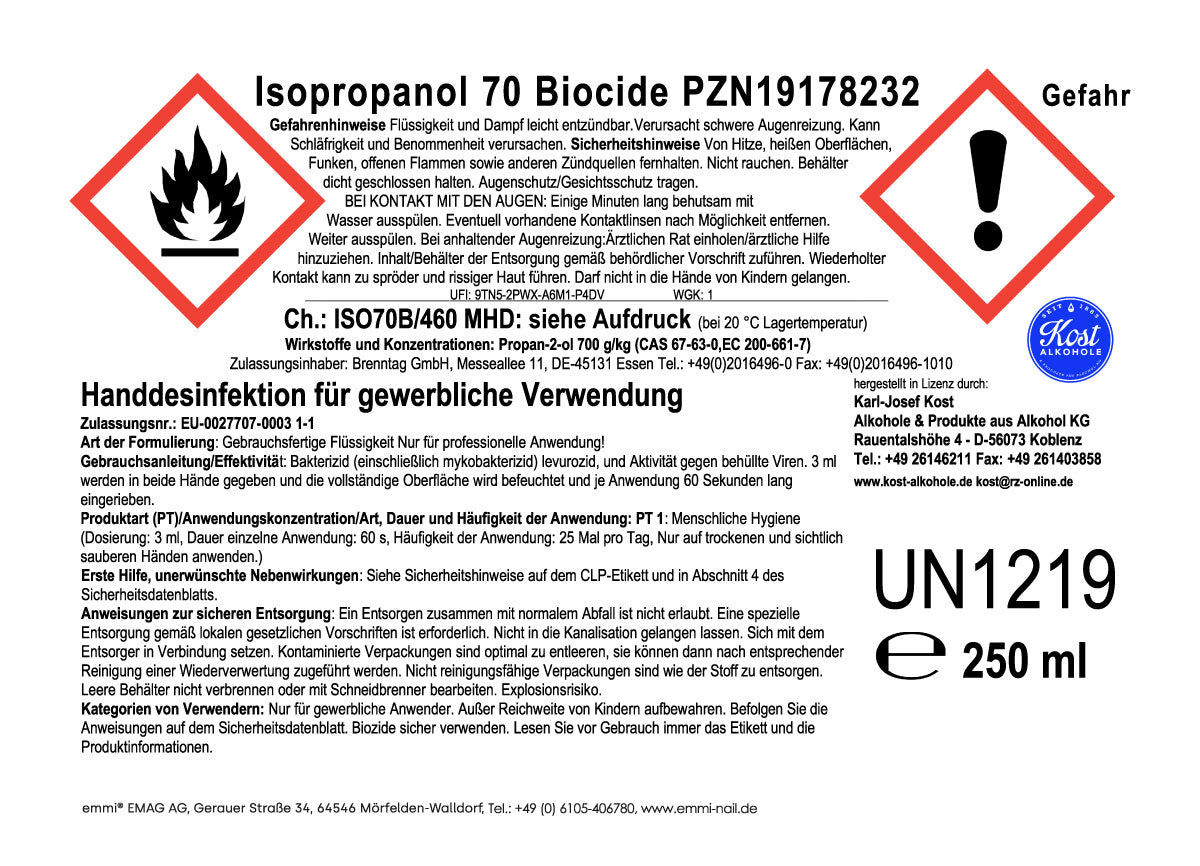 Hand disinfection, skin disinfection and surface disinfection 250ml - Emmi-Nail