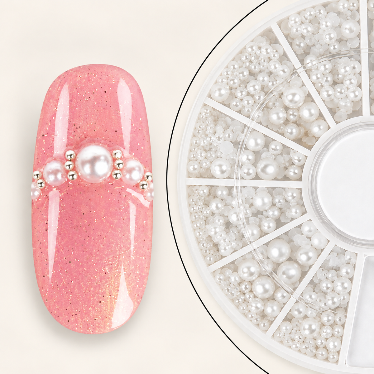 Présentoir Emmi-Nail Perles demi-rondes « petites blanches »
