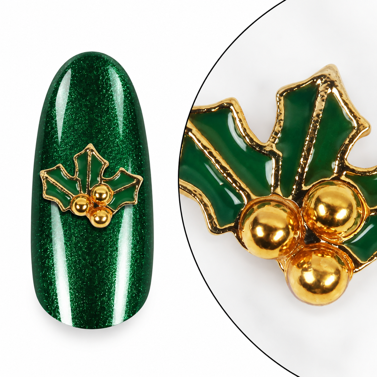 Nail Charm Mistletoe Green