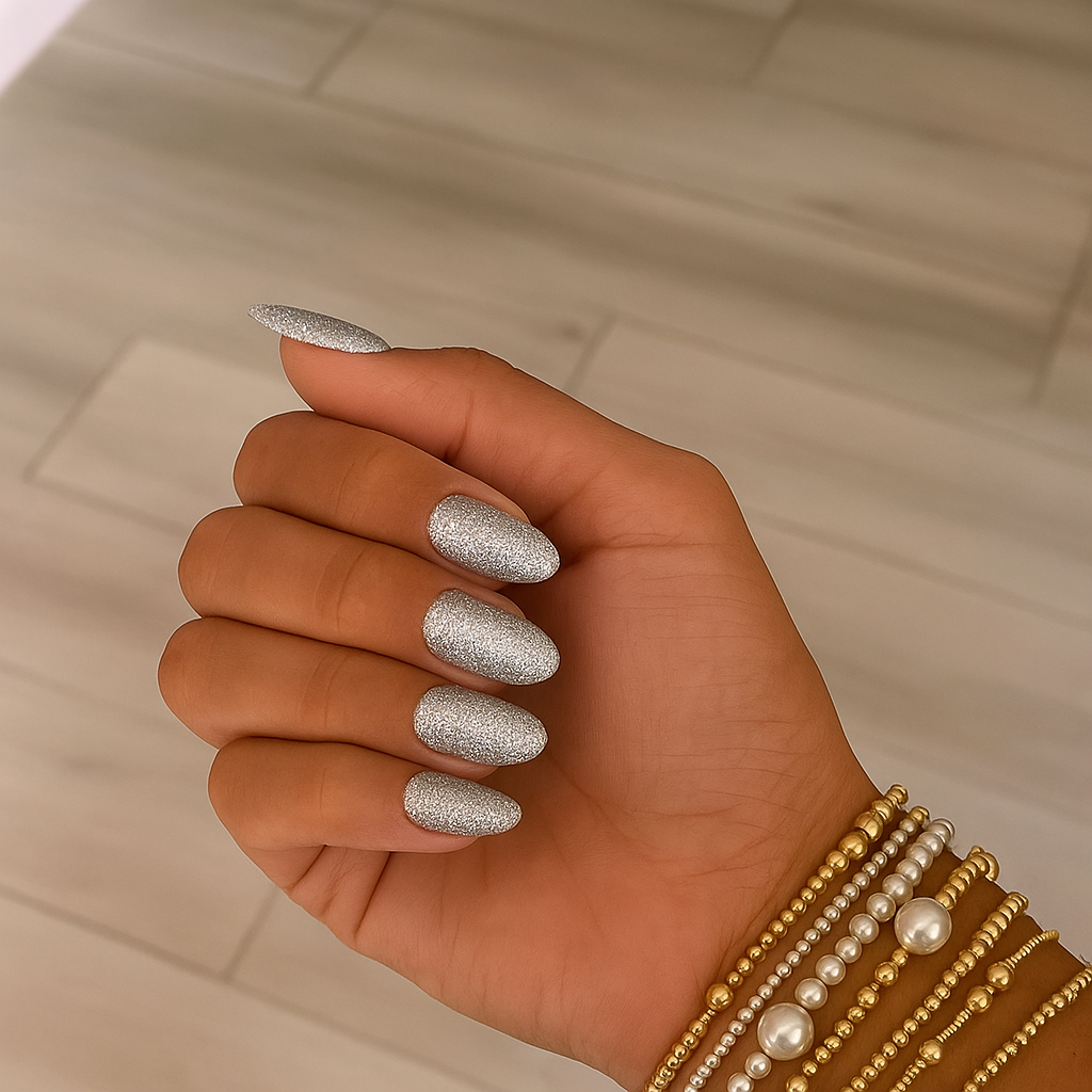 Shellac UV Polish Silver Glitter 15ml -L296-