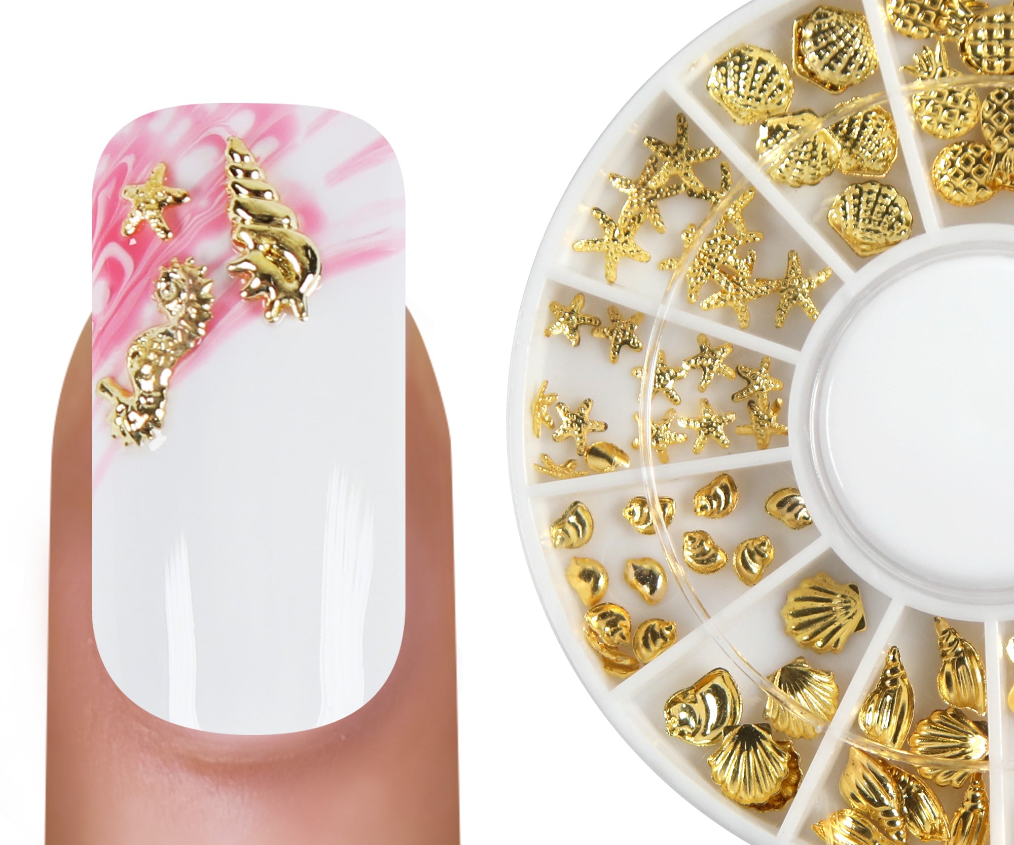 Emmi-Nail Nailart Display Muscheln gold