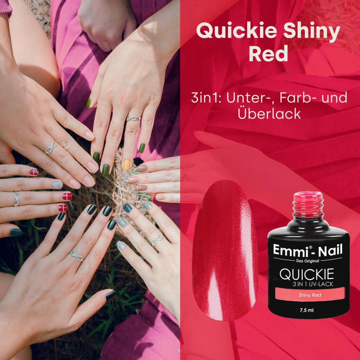 Emmi-Nail Quickie Shiny Red 3in1 -L037-