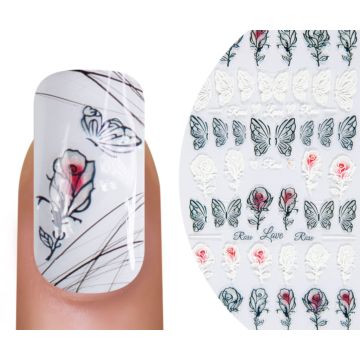 Emmi-Nail 5D Art Nail Sticker Butterfly Rose