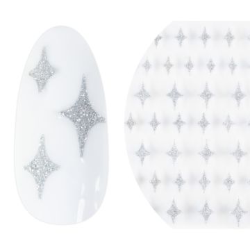 Emmi-Nail 3D Diamond Glitter Nail Sticker Silver TwinkleStar