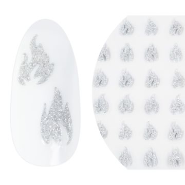 Emmi-Nail 3D Diamond Glitter Nail Sticker Silver Flames