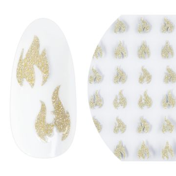 Emmi-Nail 3D Diamond Glitter Nail Sticker Gold Flames